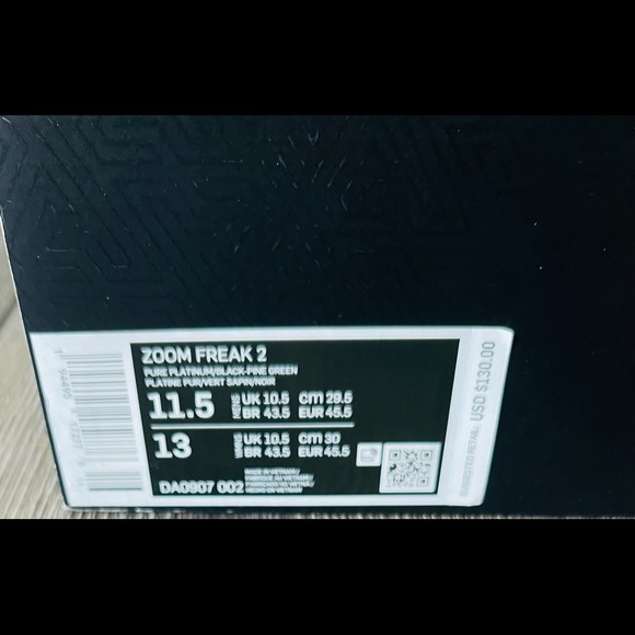 Zoom Freak 2 Pure Platinum/Pine-Green in Sz 11.5 - Picture 10 of 10